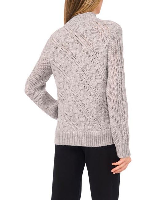 Halogen® Multicolor Diagonal Cable Mock Neck Sweater