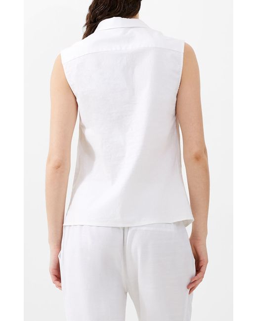 French Connection White Twist Front Linen Blend Sleeveless Top