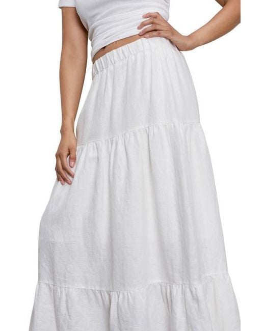 Sanctuary White The Prairie Tiered Linen Maxi Skirt