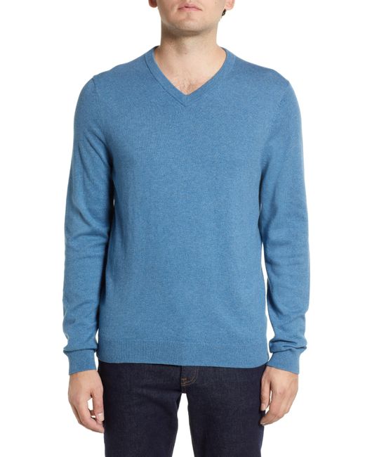 Nordstrom Blue Shop Cotton & Cashmere V-neck Sweater for men