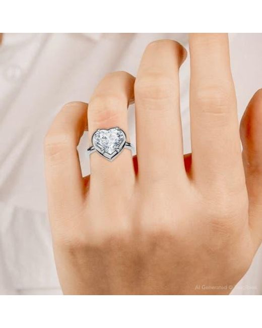 Bliss Diamond Multicolor Certified 2 1/2Ct Heart Diamond Button Engagement Ring 14K Or Pt Lab Grown