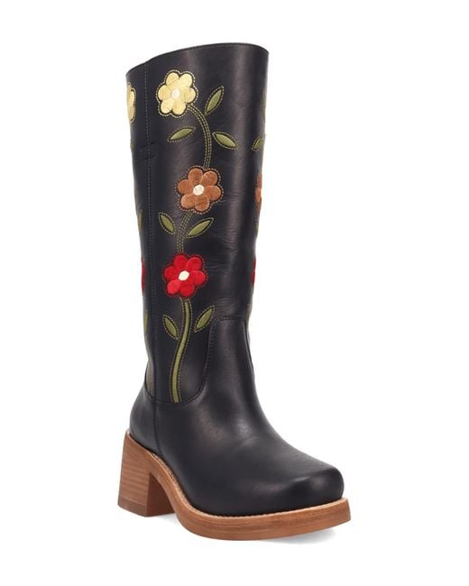 Dingo Black Bloom Embroidered Boot