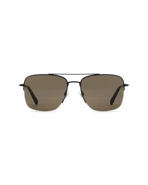 Fossil Brown 57Mm Rectangular Sunglasses for men