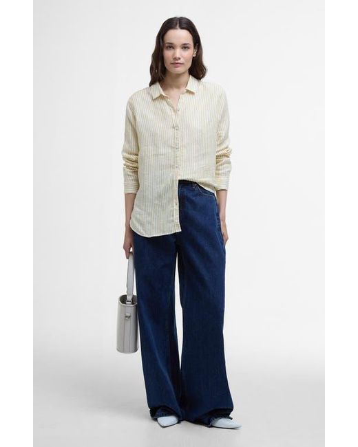 Barbour Natural Marine Stripe Linen Button-Up Shirt