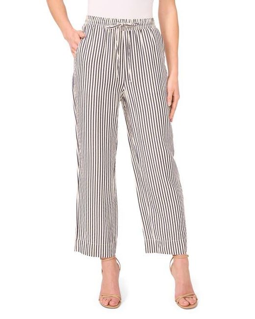Cece Gray Stripe Drawstring Ankle Pants