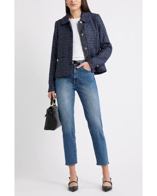 Caslon Blue Tweed Bow Jacket
