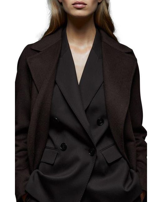 Reiss Black Lucia Belted Wool Blend Coat