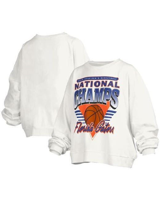 Pressbox White Florida Gators 2025 Ncaa Basketball National Champions Trilogy Basketball Janice Oversized Fleece Pullover Sweatshirt At