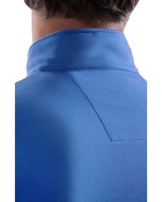 Bugatchi Blue Solid Quarter Zip Pullover for men
