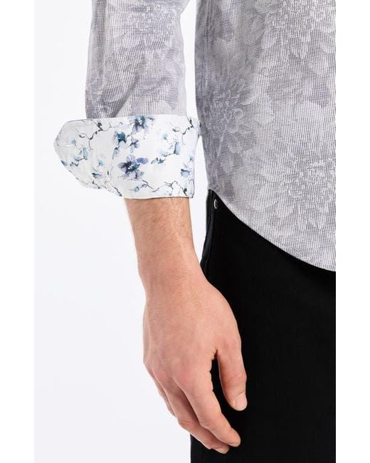 Robert Graham Gray Lexington Floral Stretch Cotton Button-Up Shirt for men