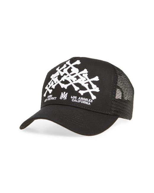 Amiri Black Stacked Bones Logo Adjustable Trucker Hat for men