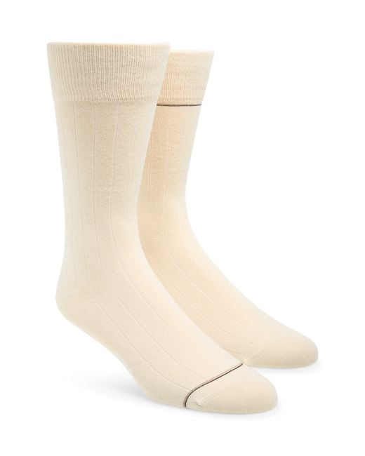 Boss Natural 2-Pack Ribbed Crew Socks for men