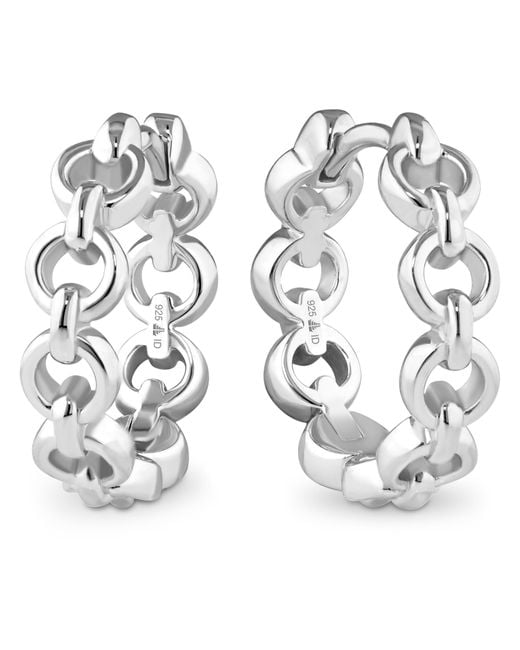 DEVATA Metallic Cable Link Hoop Earrings