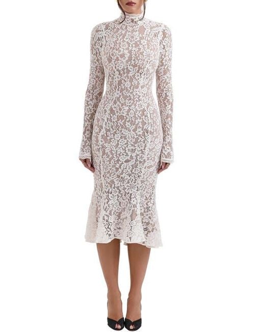 House Of Cb Sophia Long Sleeve Lace Midi Dress in White | Lyst House Of Cb Sophia Long Sleeve Lace Midi Dress in White | Lyst