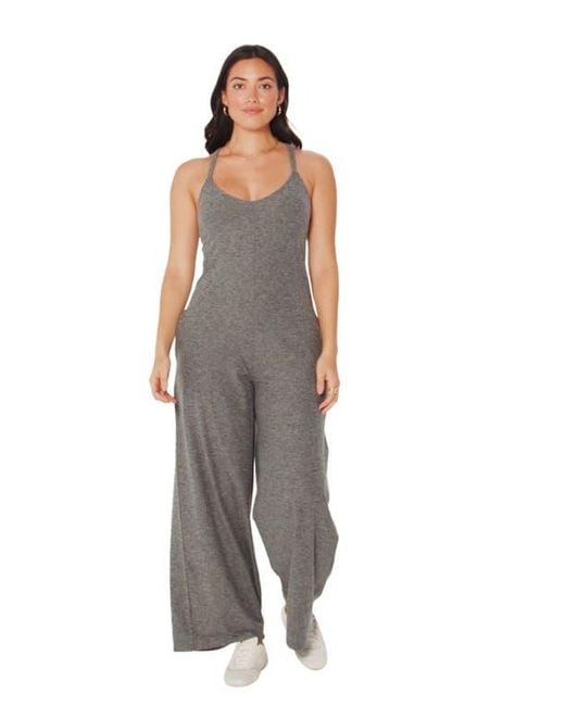 Fabletics Black Cloud Jersey Wide Leg Jumpsuit