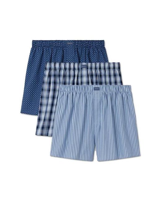 Tommy John Blue Assorted 3-Pack Woven Cotton Boxers for men