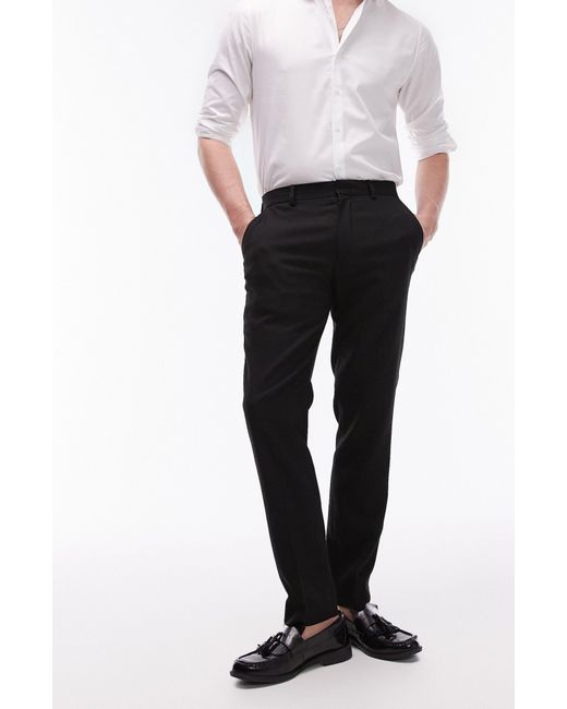 Topman Black Skinny Fit Textured Dress Pants for men