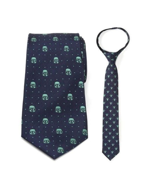 Cufflinks Inc. Blue Mandalorian Father & Son Silk Tie Set for men