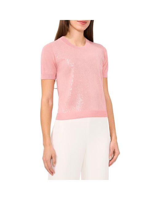 Halogen® Pink Sequin Sweater