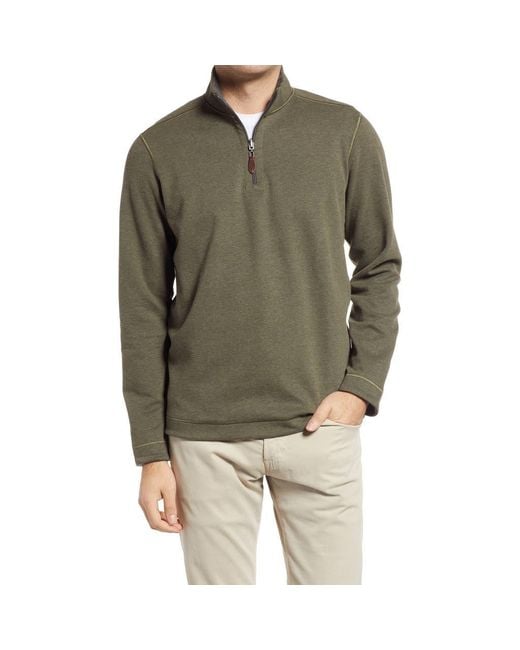 Johnston & Murphy Green Reversible Quarter Zip Pullover for men