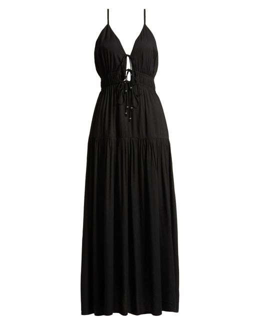 Elan Black Tie Front Cover-up Maxi Dress