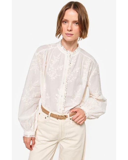 Cami NYC White Palmyra Embroidered Front Button Top