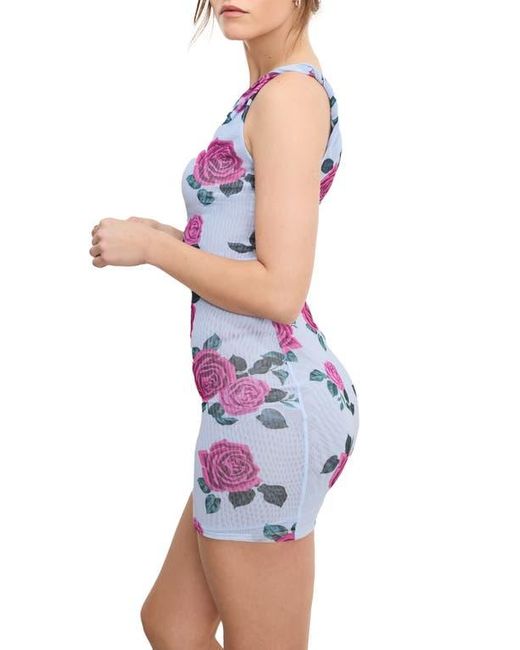 GOOD AMERICAN Blue Twist Cover-Up Mesh Minidress