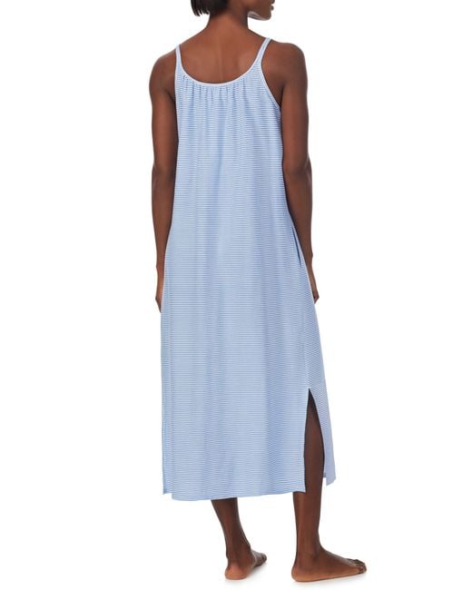 Lauren by Ralph Lauren Blue Sleeveless Cotton Nightgown