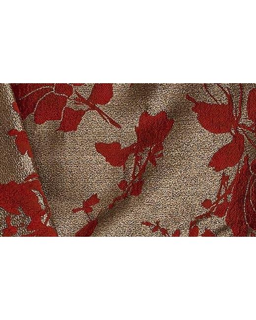 Donna Karan Brown Floral Metallic Jacquard Sleeveless Gown