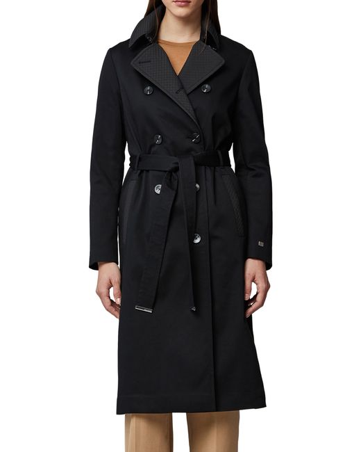 SOIA & KYO Water Repellent Cotton Blend Trench Coat in Black | Lyst