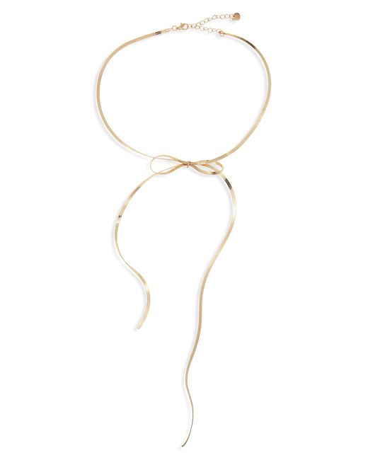 BP. Metallic Herringbone Chain Bow Necklace