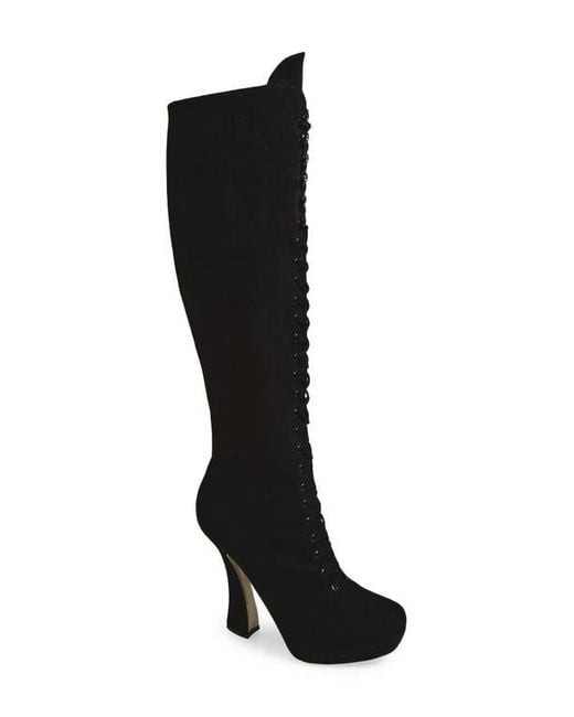 Jeffrey Campbell Black Pop-Off Faux Suede Tall Boot