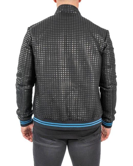 Maceoo Black Geometric Leather Jacket for men
