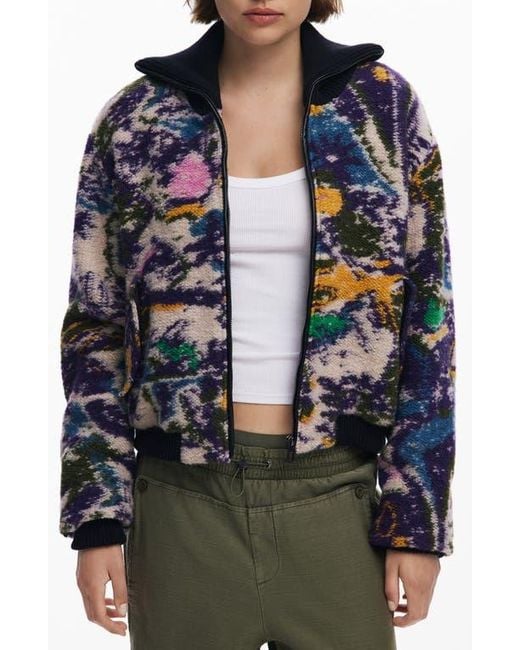Desigual Black Wool Blend Woven Jacket