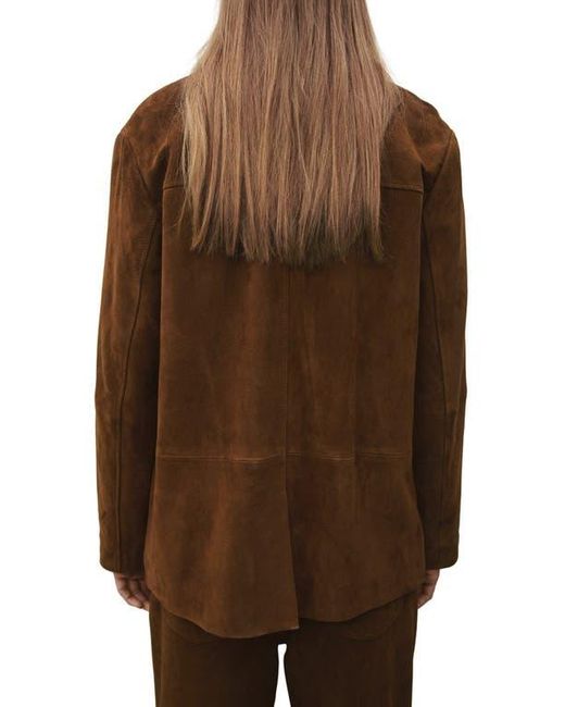 Mango Brown Straight Suede Blazer