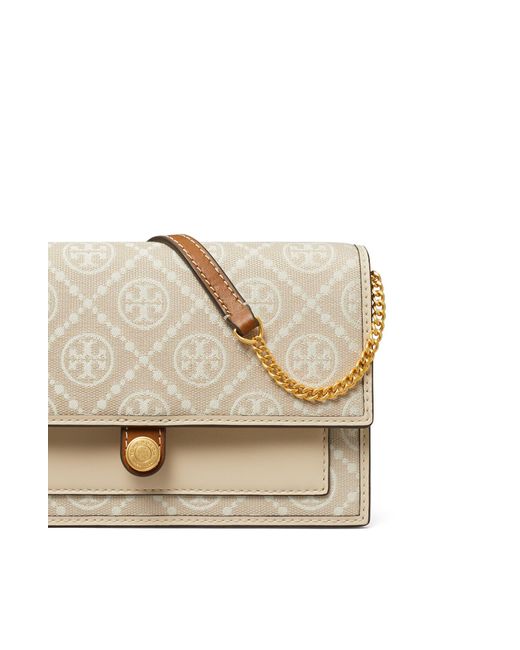Tory Burch Natural T Monogram Wallet On A Chain