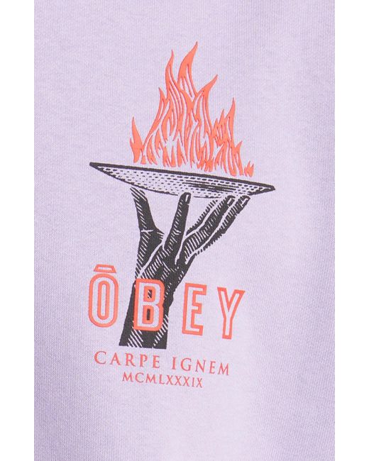 Obey Purple Seize Fire Graphic Hoodie for men