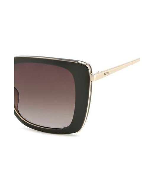 Fossil Brown 54Mm Gradient Square Sunglasses