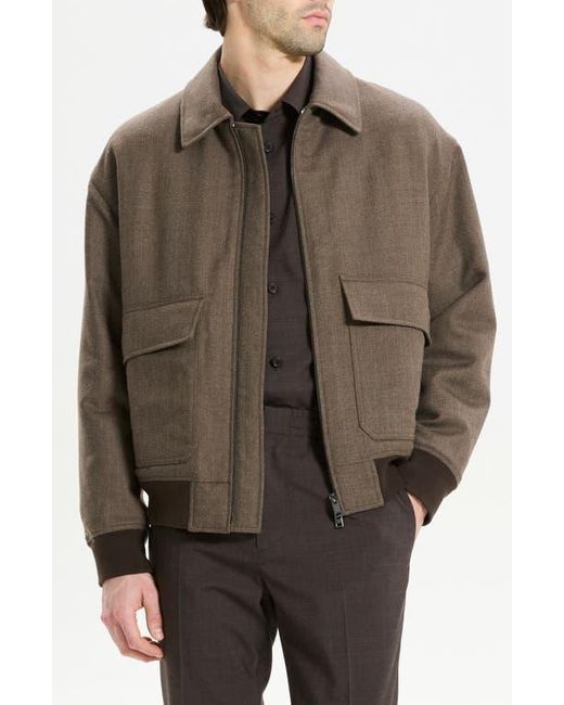 Theory Brown Virgin Wool Modern Aviator Jacket for men