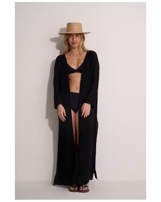 Gottex Beach Life Black Classic Midi Cover-Up Robe