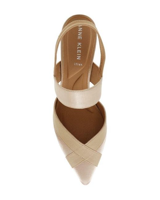 Anne Klein Natural Ireland Kitten Heel Pointed Toe Pump
