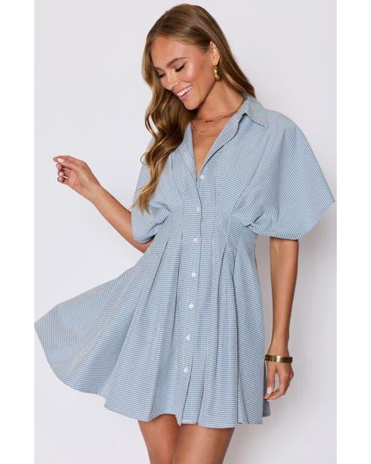 Vici Collection Blue Benson Pleated Shirtdress