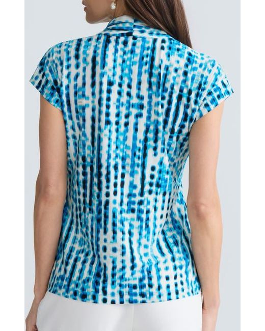 Kasper Blue Blurred Line Top