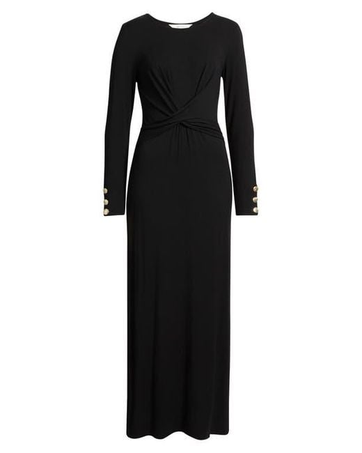 Lilly Pulitzer Black Alessani Twist Front Long Sleeve Maxi Dress