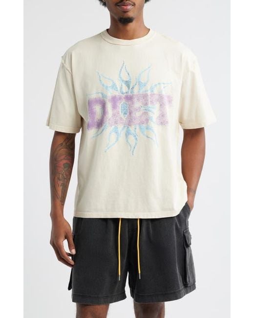 DIET STARTS MONDAY White Flame Spray Graphic T-Shirt for men