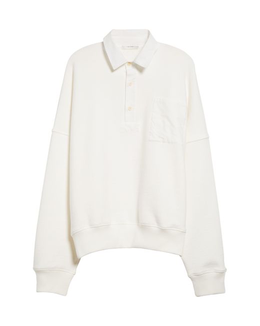 The Row White Dende Cotton French Terry Polo Sweatshirt