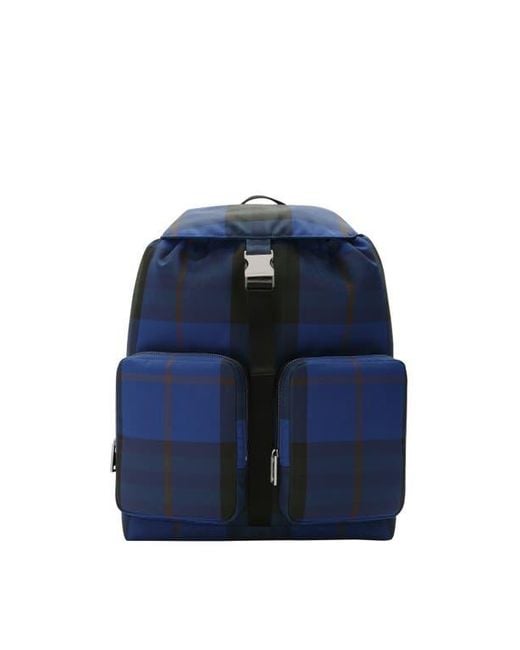 Burberry Blue Medium Check Backpack for men