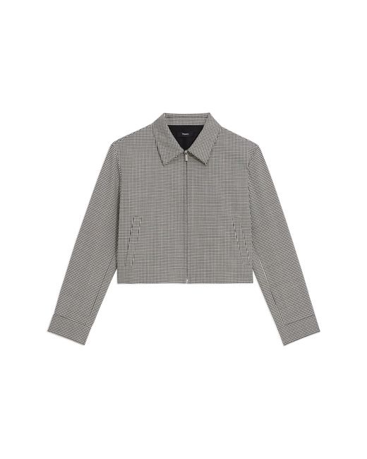Theory Gray Tailor Stretch Wool Crop Jacket