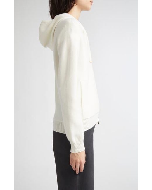 Eleventy White Cashmere Blend Zip Hoodie