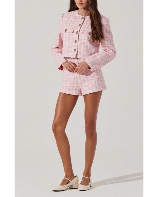 Astr Pink Tweed Crop Jacket